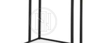 Modern C-Shape End Table with Hammered Silver Top and Black Metal Base