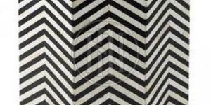 Octagonal End Table with Black and White Chevron Pattern Inlay