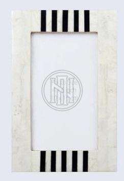 White and Black Striped Bone Inlay Photo Frame