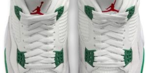 Leather Men Nike Air Jordan Retro 4 Pine Green Shoes