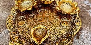 1*10*10 Inch, Aluminium Pooja Thali