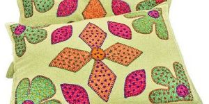 Green Handmade Embroidery Cotton Pillow Cover