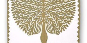 Rectangular Green Patch Work Cotton Wall Hanging