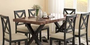 6 Seater Wood Dining Table Set
