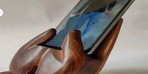 Hand Shape Wooden Mobile Stand