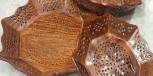 Handmade Wooden Round Tray Set