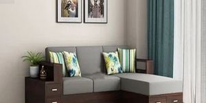 L Shape Wooden Sofa Set