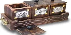 Tea Coffee Sugar Storage Wooden Box