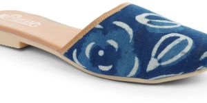 Indigo Fleur Leather Ladies Mules
