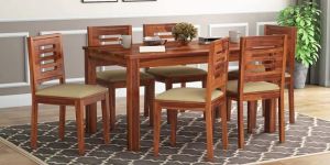 6 Seater Polished Sheesham Wood Dining Table Set