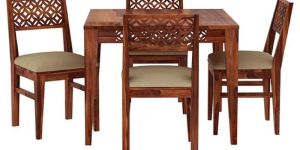Sheesham Wood 4 Seater Modern Dining Table Set