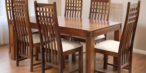 6 Seater Brown Sheesham Wood Dining Table Set