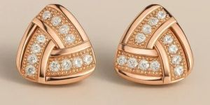 18 Kt Elegant Gold Trillion Cut Lab Grown Diamond Stud Earrings