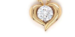 18KT Yellow Gold Heart Shape Round Diamond Pendant
