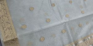 Off White Kora Organza Buti Silk Saree