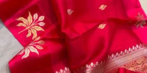 Red Boota Pure Katan Silk Saree