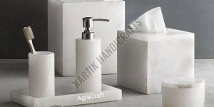 Luxury Six Piece Alabaster Bathroom Accessories Set
