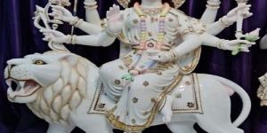 Hand Painted Marble Durga Mata Statue