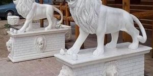 White Marble Lion Statue