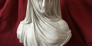 White Marble Veiled Lady Bust Sculpture