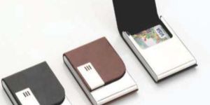 Genuine Leather Card Holder with Stainless Steel Magnetic Closure