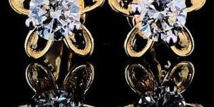 Ladies Designer Yellow Gold Diamond Earrings