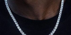 Mens Silver Round Cut Moissanite Tennis Chain