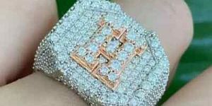 Mens Sterling Silver Moissanite Diamond Ring