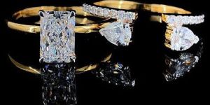 Pear And Emerald Cut Lab Grown Diamond Ring