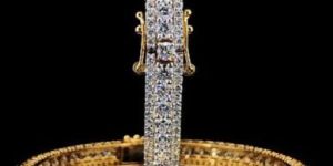 Yellow Gold Lab Grown Diamond Bangle Set