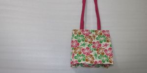Multicolor Floral Print Jute Sling Bag