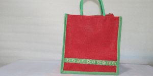 Red Short Handled Biodegradable Jute Shopping Bag