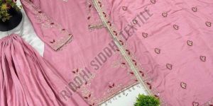 RST-019 Designer Chinon Silk Top Plazzo with Heavy Embroidery Dupatta Set