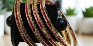 Ruby AD Gold Frame Bangles