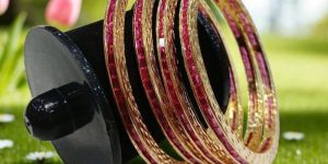 Ruby Gold Frame Bangles