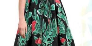 Ladies Black Floral Printed Gown