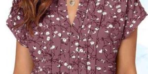 Ladies Maroon Floral Printed Cotton Top