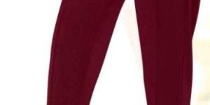 Ladies Maroon Knitting Fabric Trousers