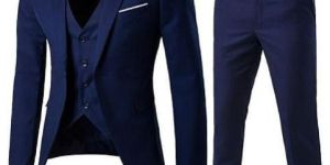 3 Piece Mens Navy Blue Tuxedo Wedding Suit