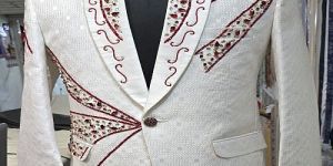 Handcrafted Elegant Bespoke Floral Embroidered Tuxedo Blazer