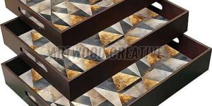 Brown Rectangle Resin Decorative Tray