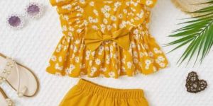 Floral Print Girl Cotton Short Top Set