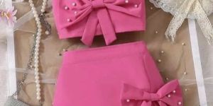 Pink Girl Crop Top Skirt Set