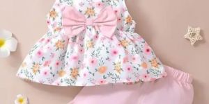 Printed Baby Girls Casual Short Top Set