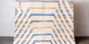 Moroccan Diamond & Chevron Stripe Hand Knotted Rug