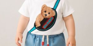 Boys White Blue Cotton T Shirt Short Set