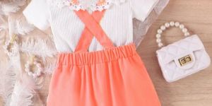 Stylish Girls Shirt Suspender Top Skirt Set