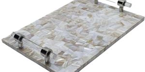 Elegant White Mother OF Pearl Acrylic Serving Tray