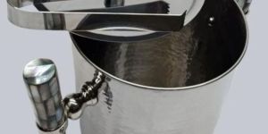 Luxury Hammered Metal Mother OF Pearl Ice Bucket Set