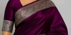 Silver Banarasi Satin Silk Sarees